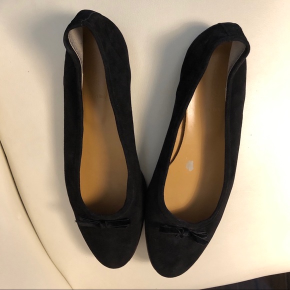 J. Crew | Shoes | Jcrew Black Suede Ballet Flats With Velvet Bow | Poshmark